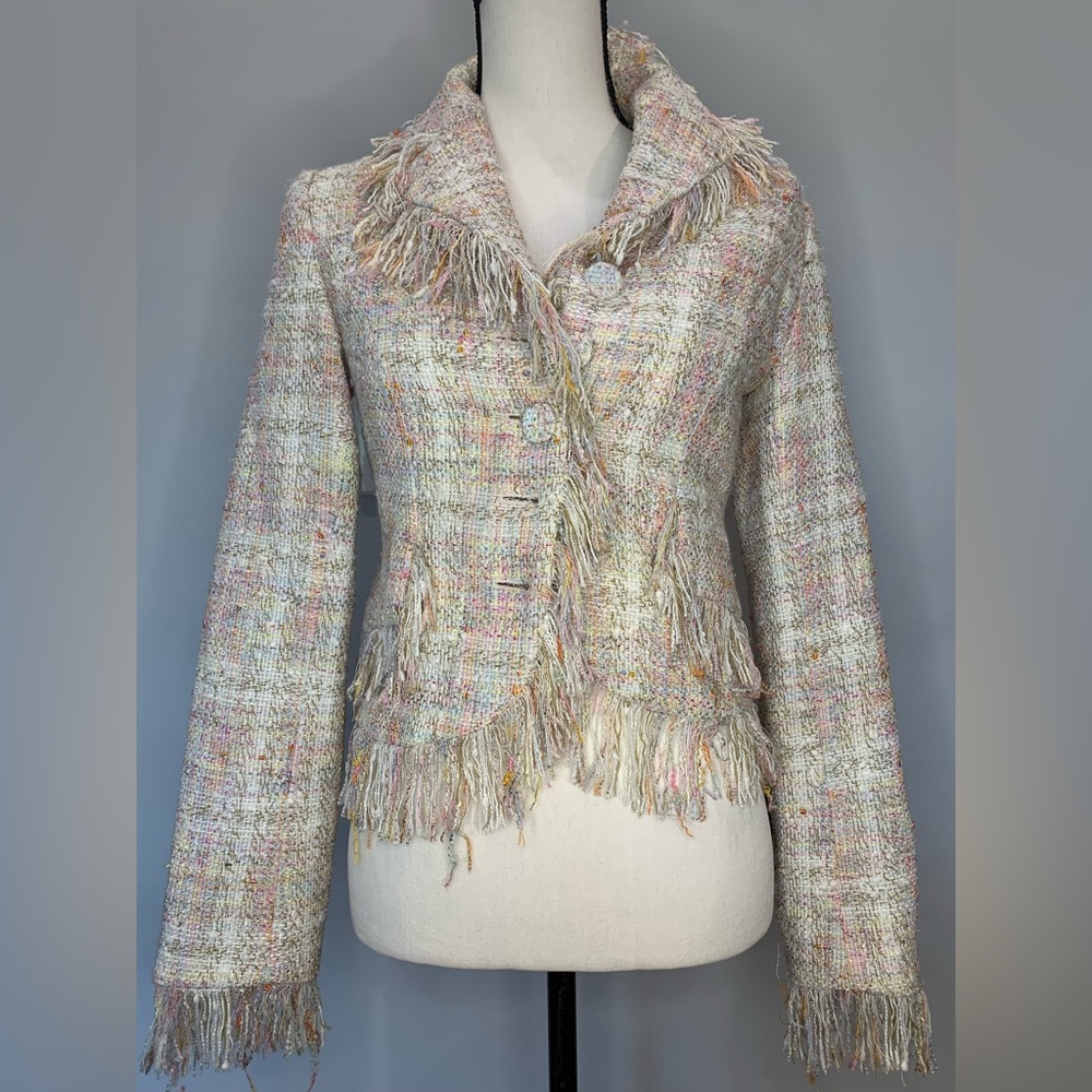 NY NY By Valentine | Multicolored Tweed Blazer | Size 4 | Y2K